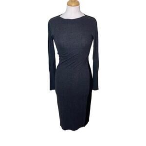 AUTUMN CASHMERE Long Sleeve Boat Neck Color Block Black Gray Sweater Dress Small